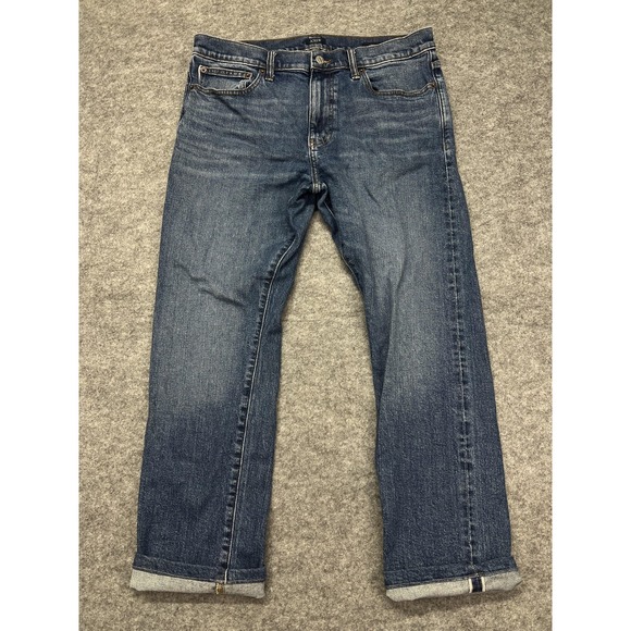 J.CREW Other - J.Crew Flex Straight Jeans Mens 34x28* Blue Selvedge Denim Stretch Medium Wash